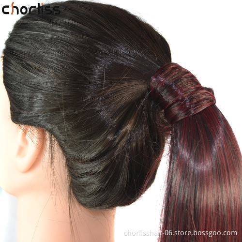 20 inches 100g Wrap Around Messy Curly Ponytail Hairpiece Wavy Curly Clip In Synthetic Ponytails Hair Extensions Easy Attached